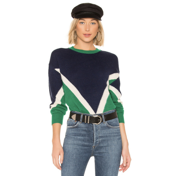 J.O.A. Sweaters - JOA Los Angeles Green Blue Chevron Sweater
